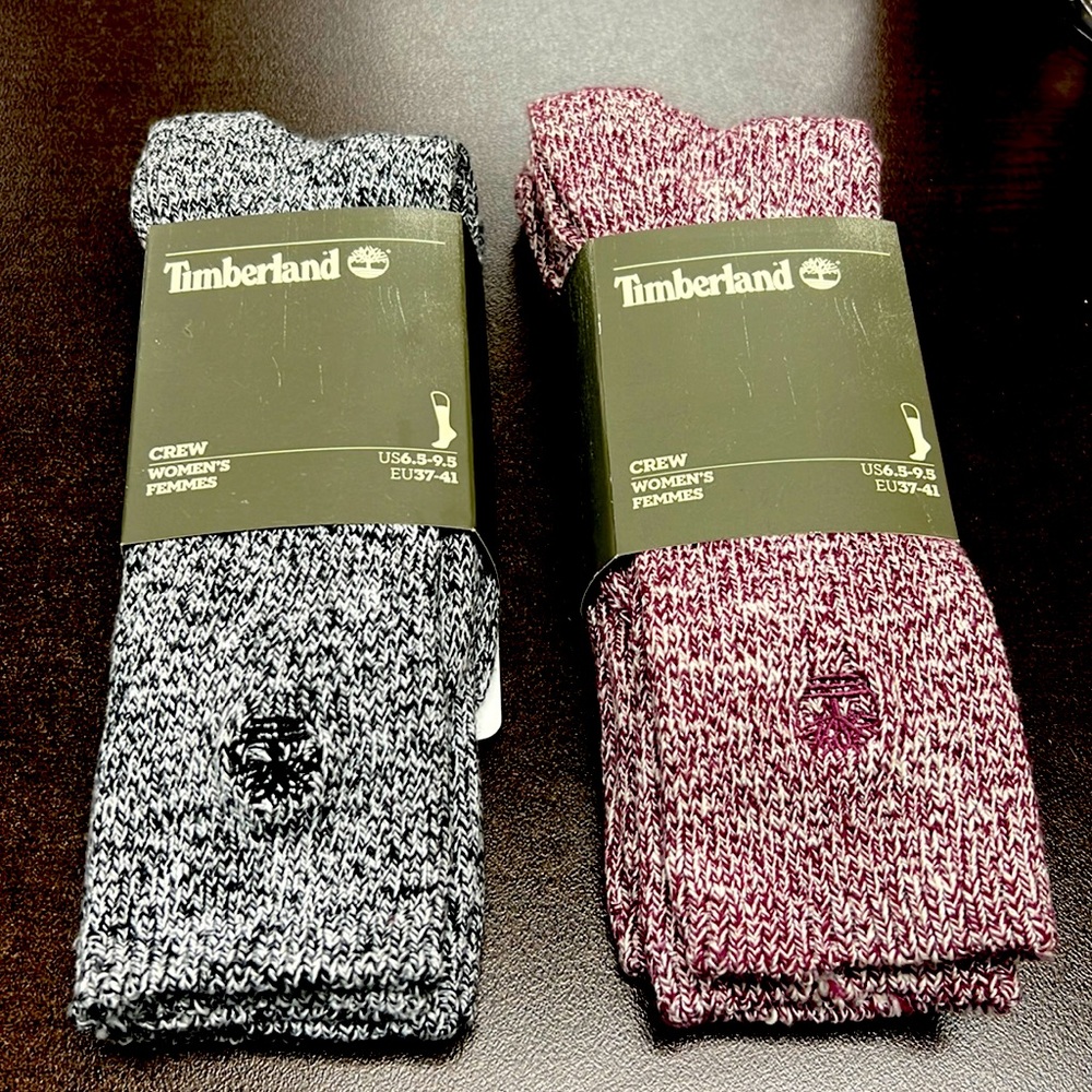 2 Pairs Women's Timberland Crew Socks (6.5-9.5)US
